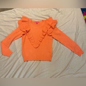 Lilly Pulitzer Women’s Orange Marceline Ruffle Sweater. Size M. Like New!!